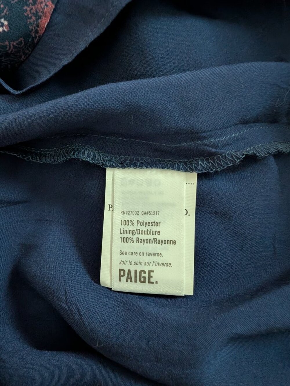 NWT PAIGE Jeanne Dress Navy Multi Paisley Floral Ruffle Mini Dress Size M - Picture 10 of 11